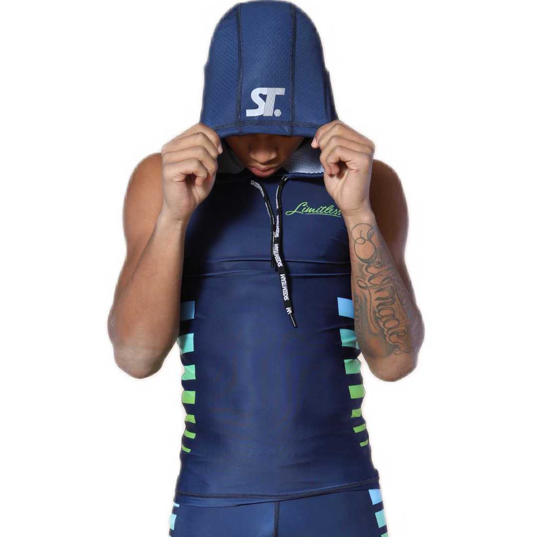 Hue Green Sleeveless Compression Hoodie